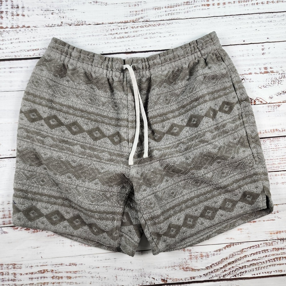 Chubbies Lounge Shorts Mens L 5.5 Inseam Gray Southwest Aztec Geometric Knit